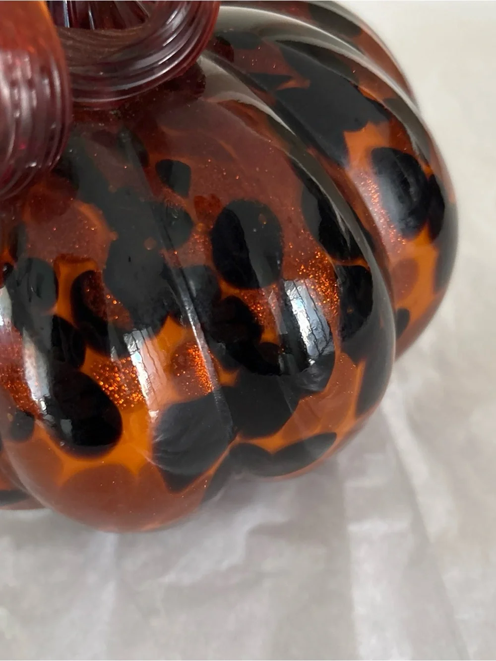 Handblown Glass Brown With Black Spots colored Pumpkin